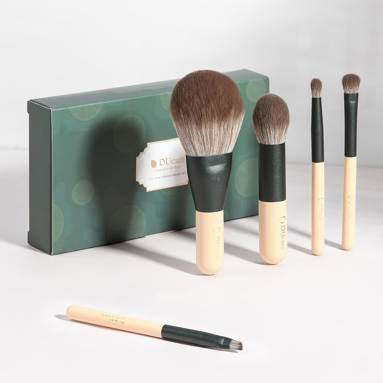 Ducare set pennelli trucco viaggio 5 pezzi mini con borsa