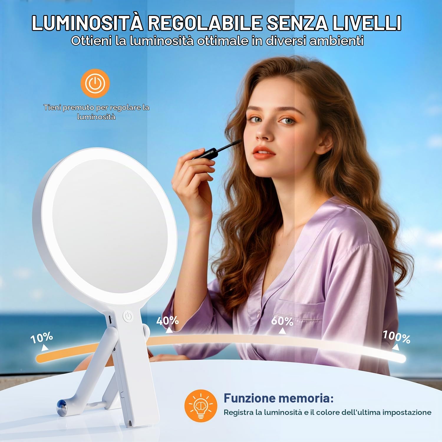 Auxmir Specchio Trucco LED 30X/1X Bianco Pieghevole