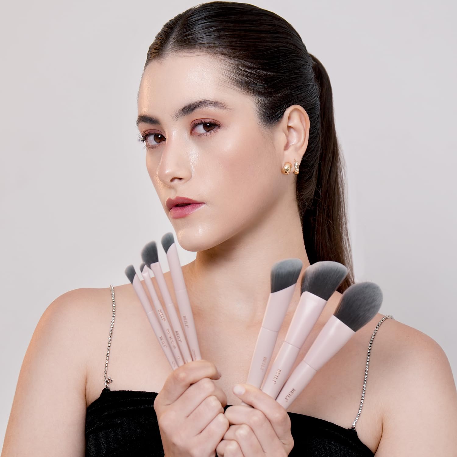 BEILI Set 12 Pennelli Trucco Rosa Sintetici Vegani