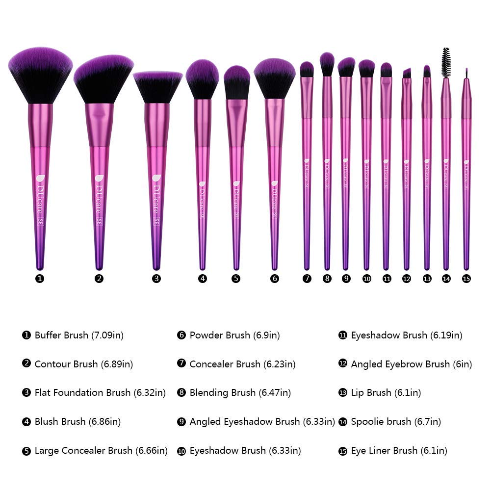 DUcare Set 15 Pennelli Trucco Rosa Fibra Sintetica