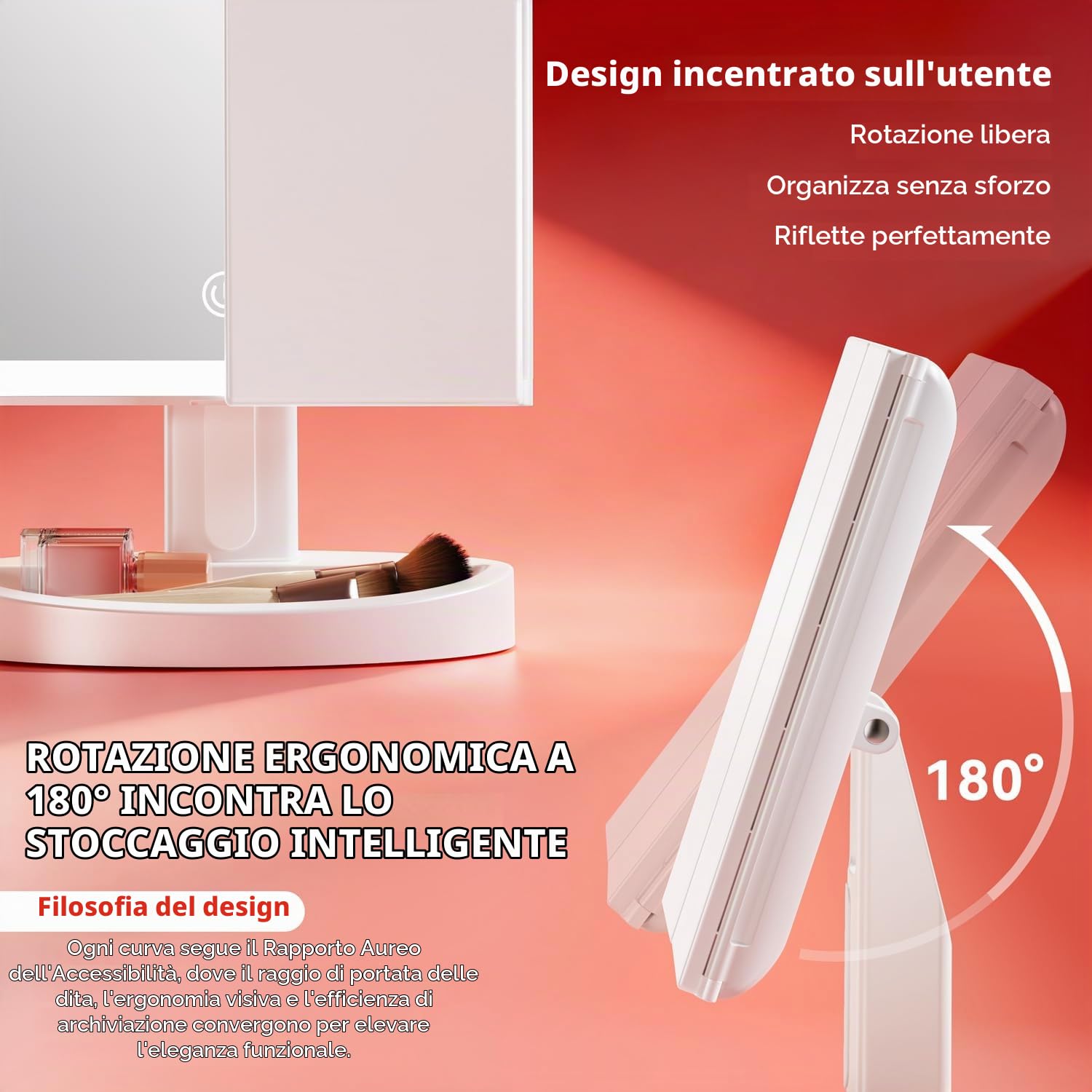 Auxmir Specchio Trucco con Luci 1X/5X/10X Bianco Ricaricabile