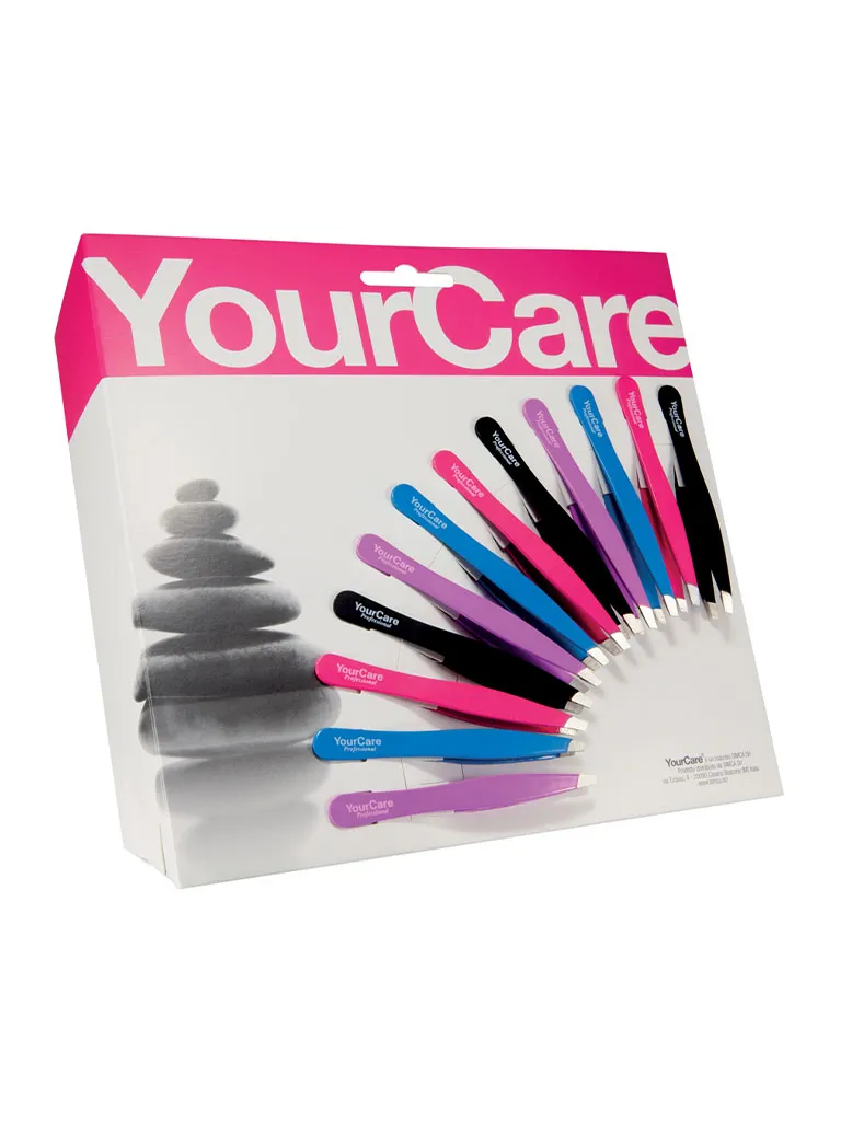 YourCare 22290Col pinzetta inox colori assortiti display 12 pezzi