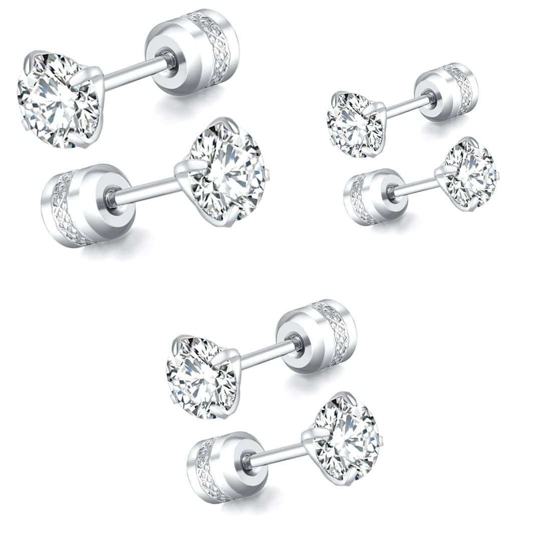 SJBAUTYO Orecchini Punto Luce 3 Paia 3-5 mm Anallergici