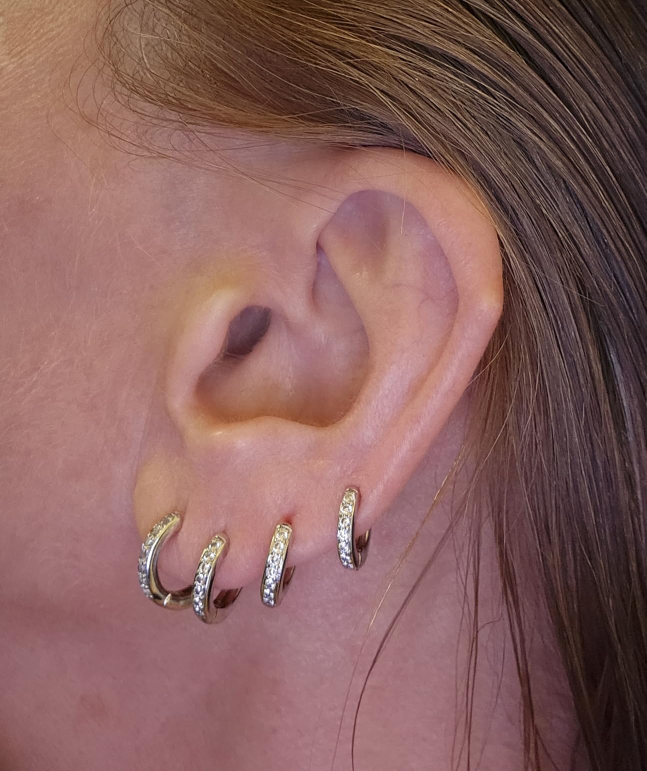 SJBAUTYO Orecchini Cerchio Argento 4 Paia Acciaio Zirconia