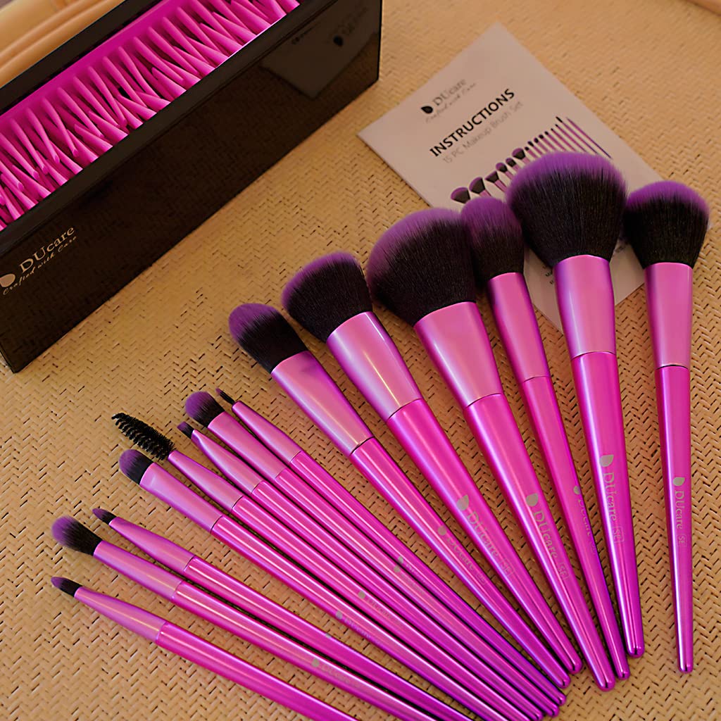 DUcare Set 15 Pennelli Trucco Rosa Fibra Sintetica