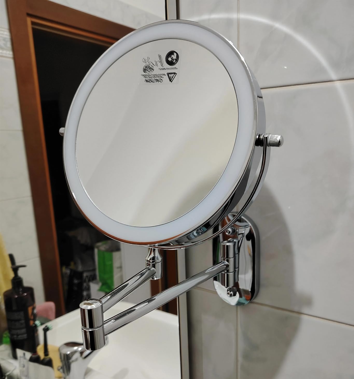 Auxmir 20X/1X specchio trucco parete argento LED