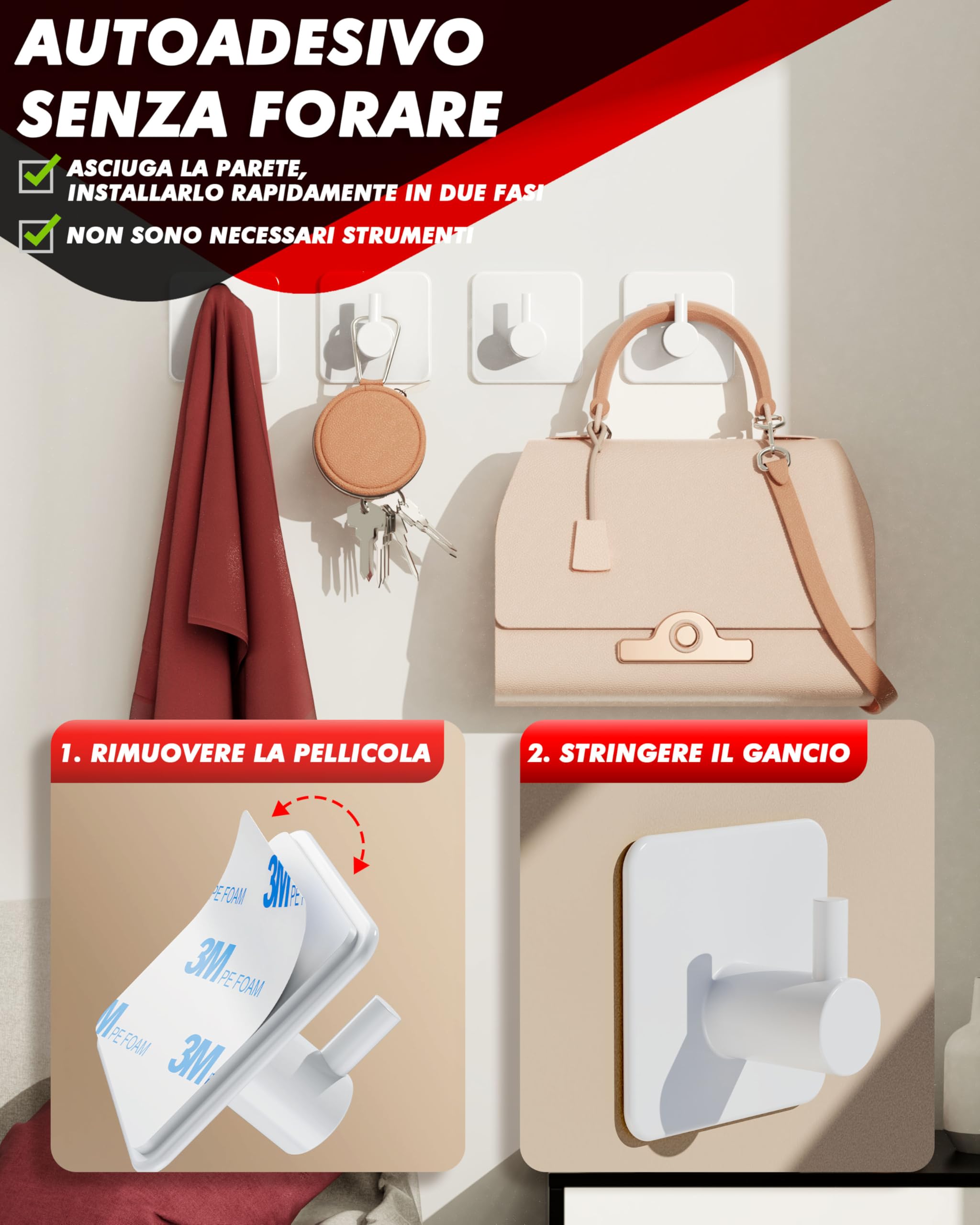 Auxmir Ganci Adesivi Acciaio Inox Oro Impermeabili