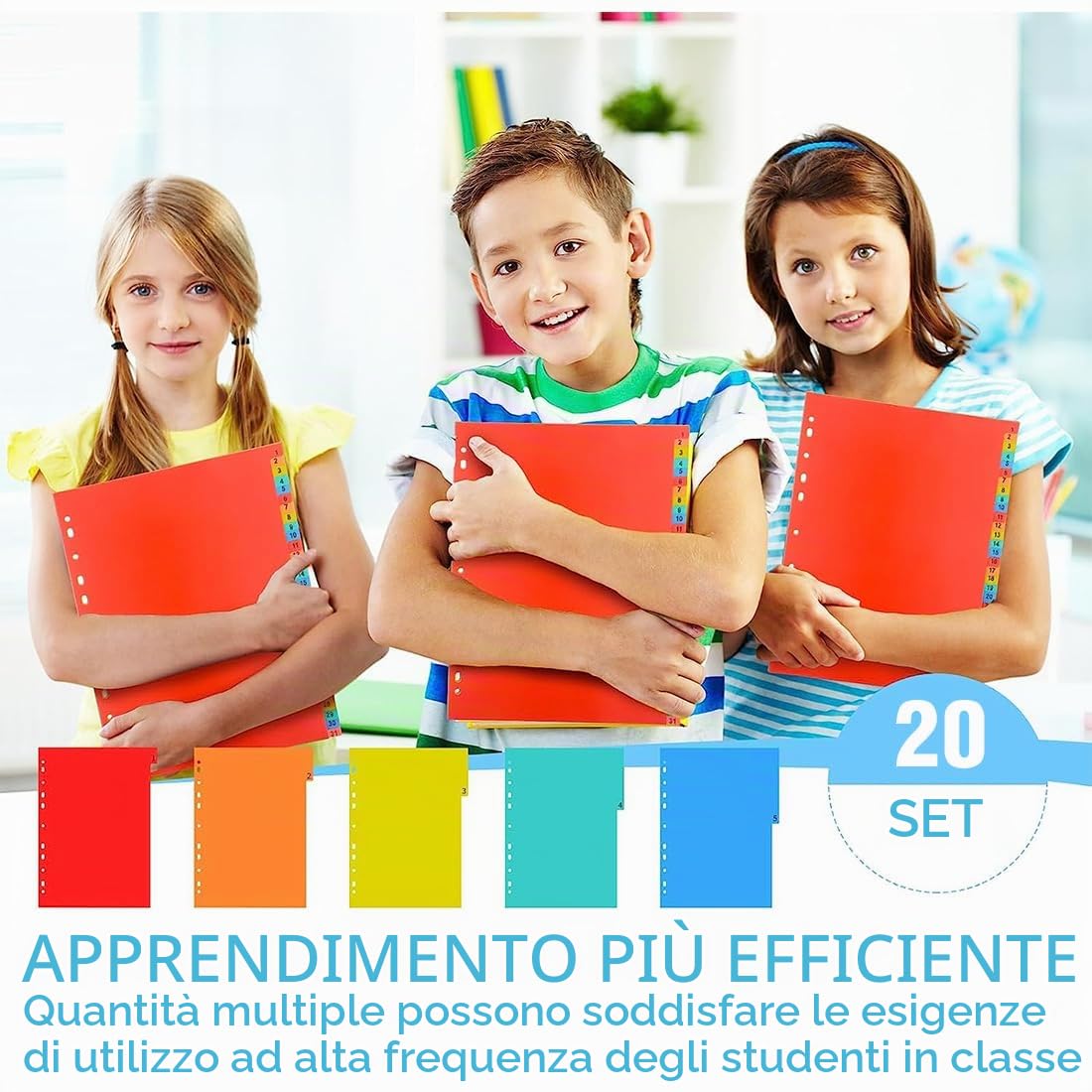 SJBAUTYO Divisori Raccoglitori Anelli A4 20 Pezzi Plastica Colorati