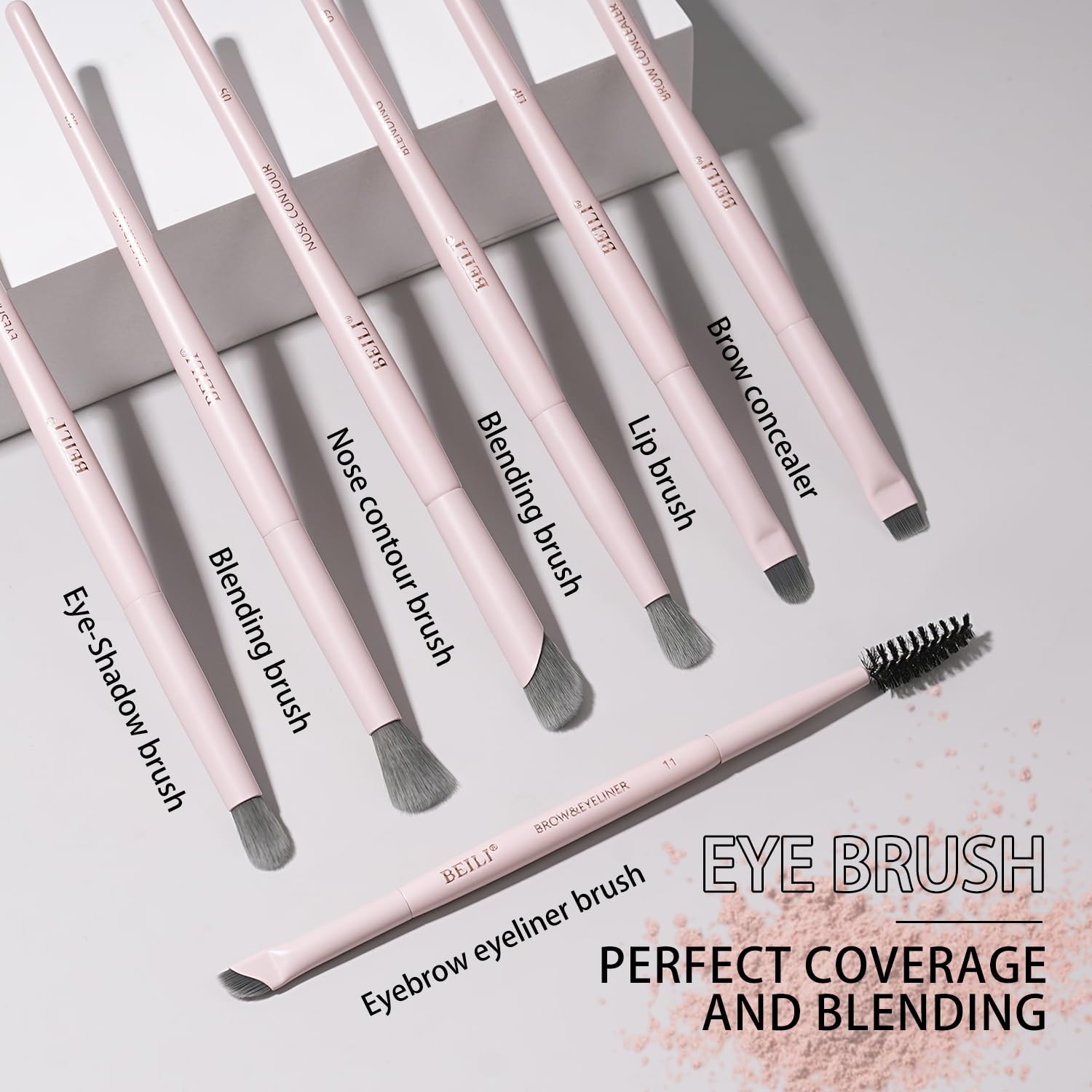 BEILI Set 12 Pennelli Trucco Rosa Sintetici Vegani