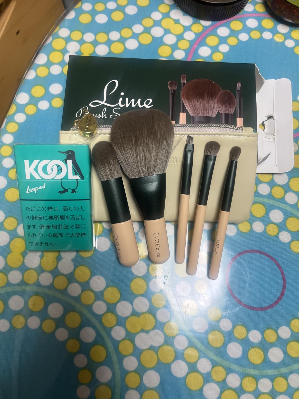 Ducare set pennelli trucco viaggio 5 pezzi mini con borsa