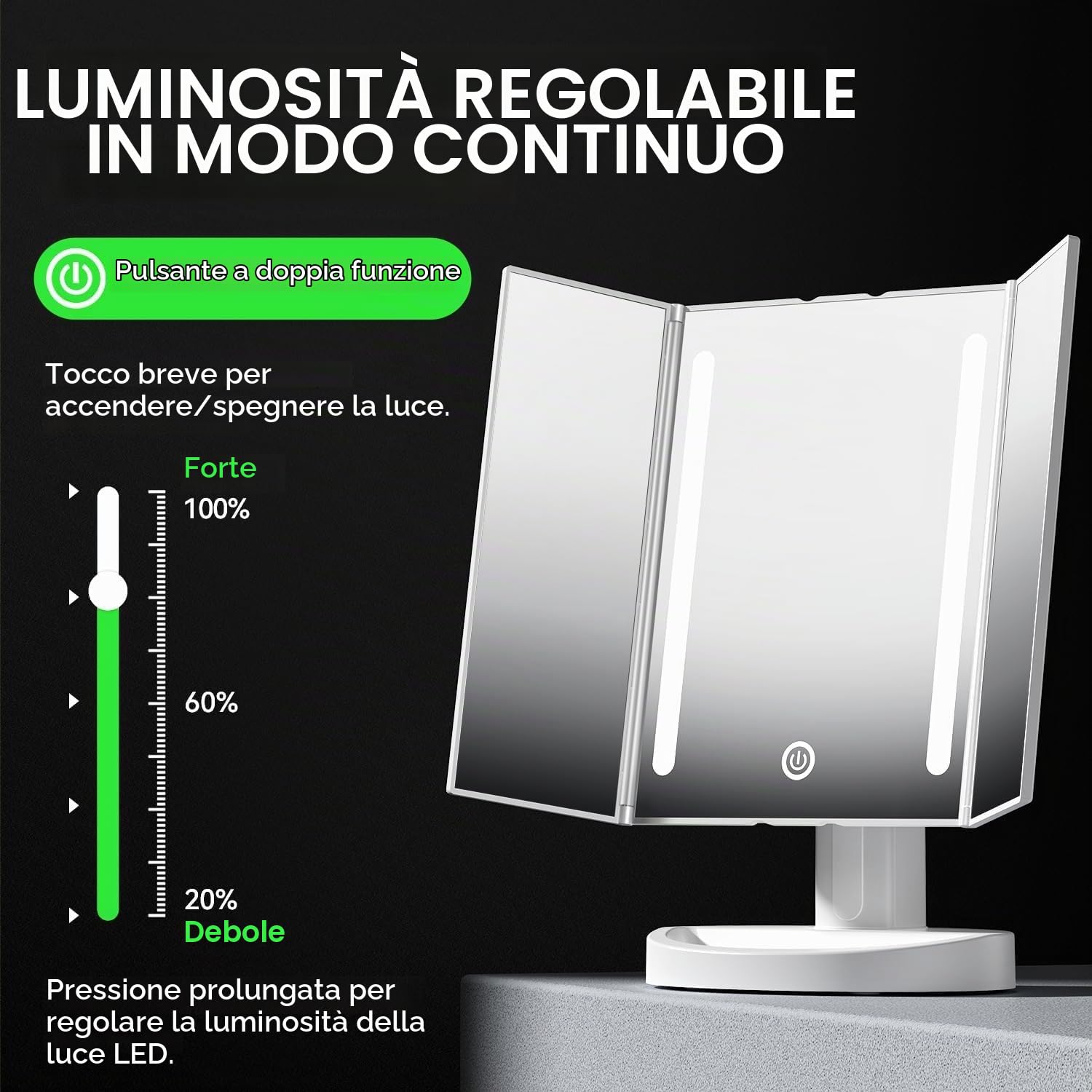 Auxmir Specchio Trucco con Luci Ricaricabile 3 Colori