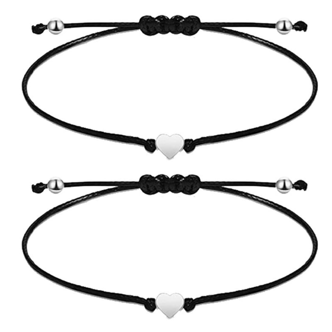 SJBAUTYO Set 2 Braccialetti Corda Neri Cuore Cavigliera