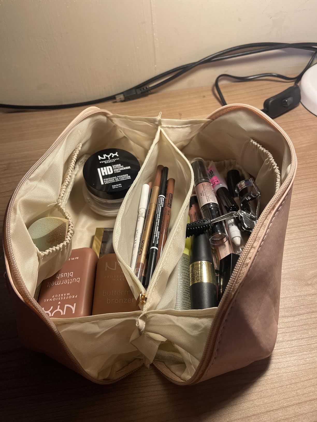SJBAUTYO Essentials Borsa Cosmetica Marrone Pelle PU