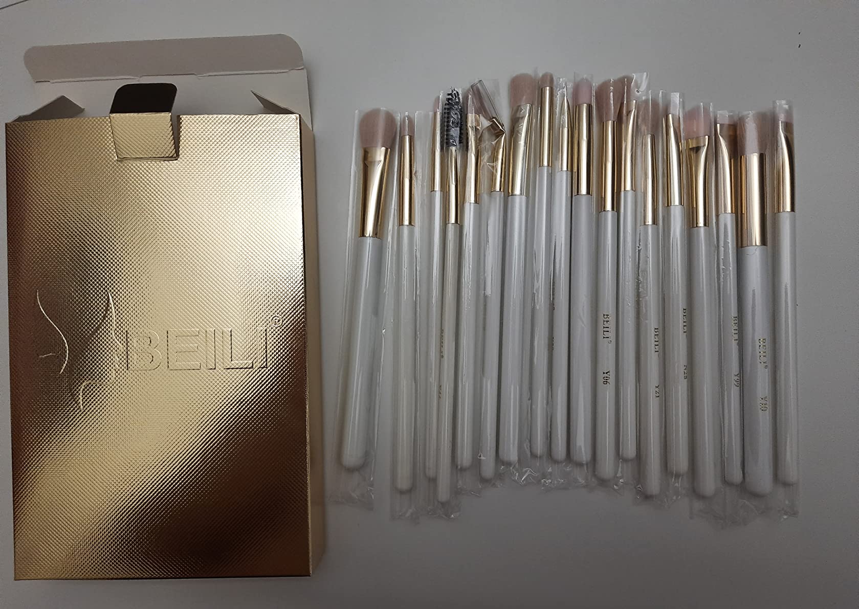 BEILI Set 15 pennelli occhi nero pelo naturale