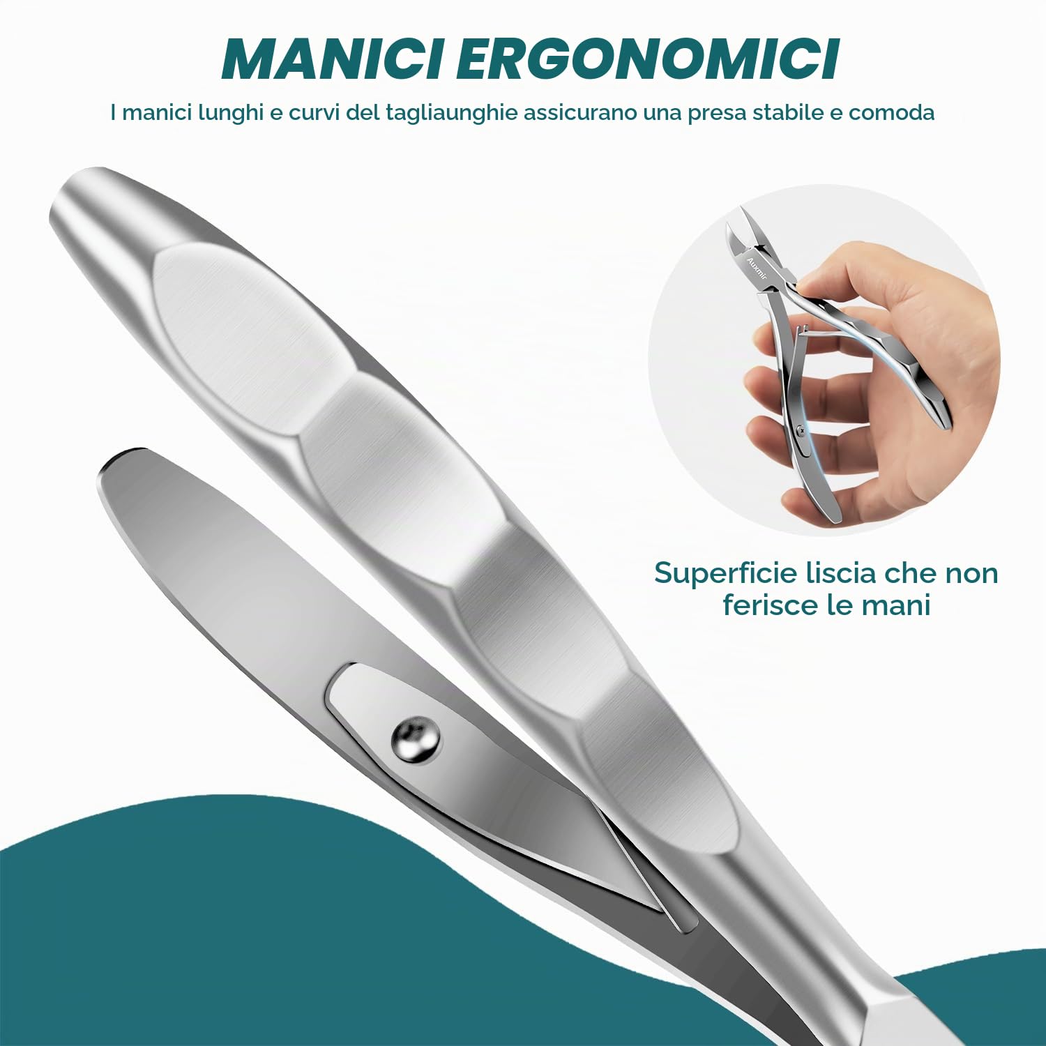 Auxmir Tronchesino Unghie Professionale tagliaunghie argento acciaio inox