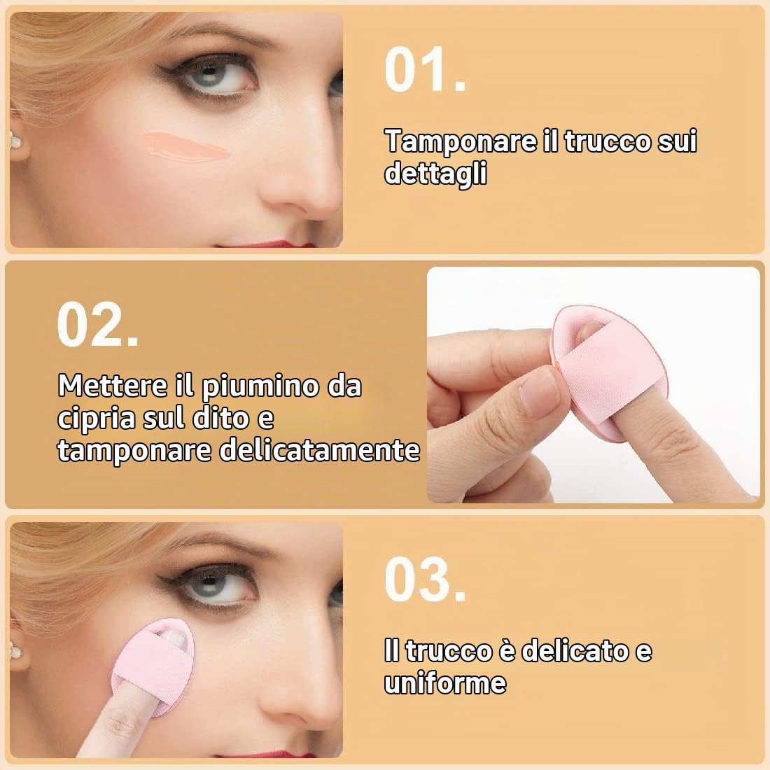 SJBAUTYO Set 7 Puff Cipria spugnette trucco mini dita