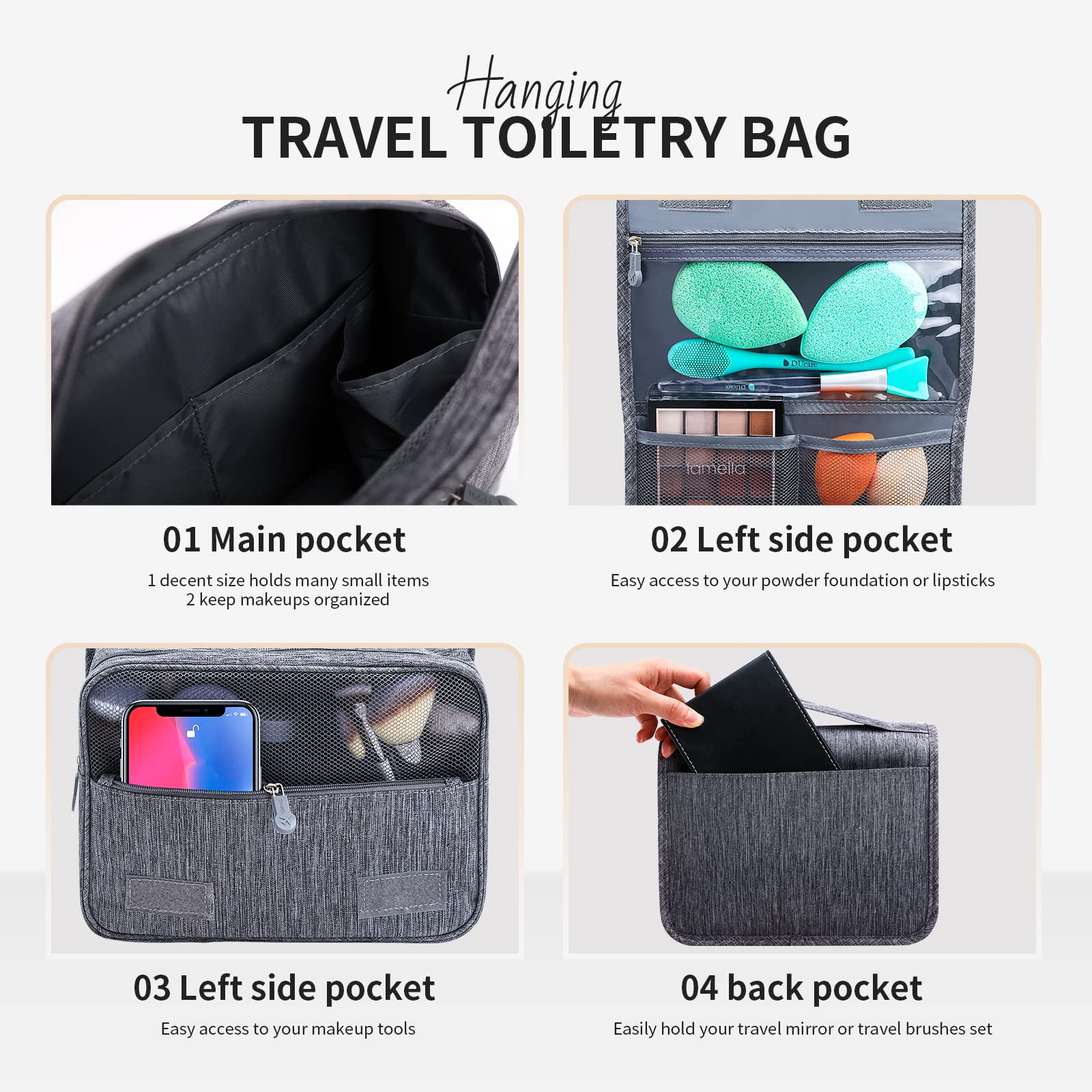 DUcare Borsa Cosmetica Viaggio Grigia Beauty Case