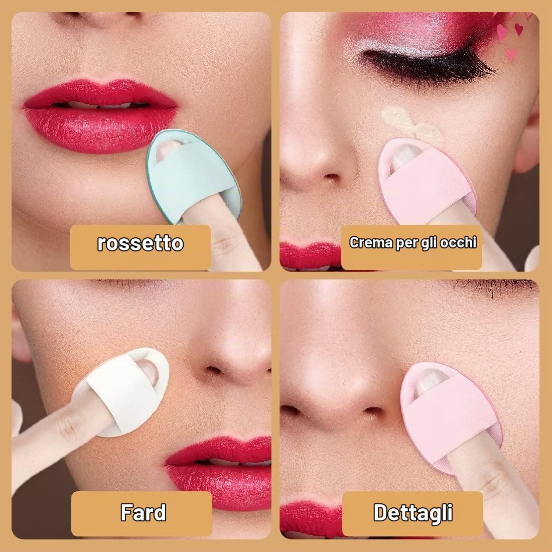 SJBAUTYO Set 7 Puff Cipria spugnette trucco mini dita