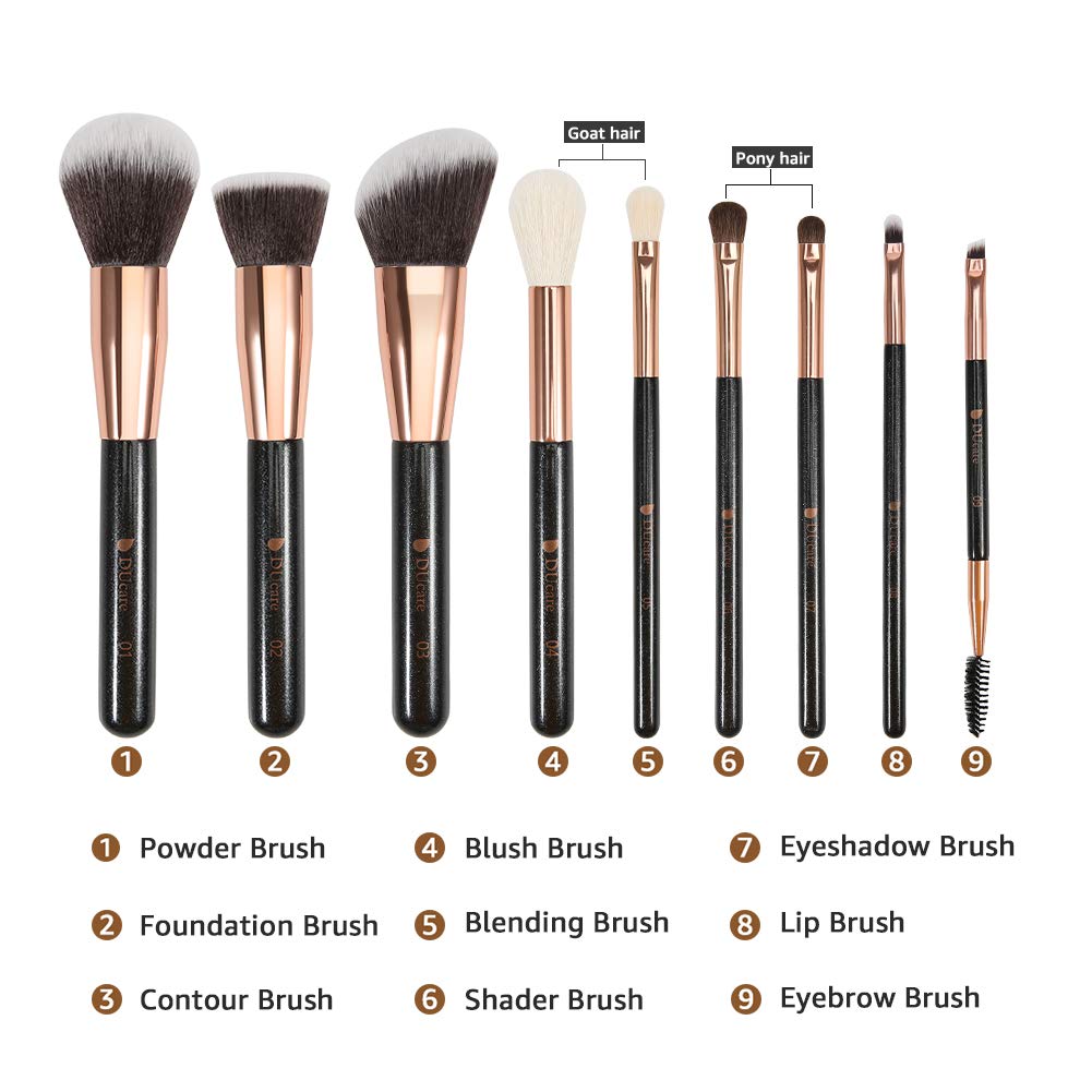 Ducare Set 9 Pennelli Trucco Occhi Kabuki Sintetici