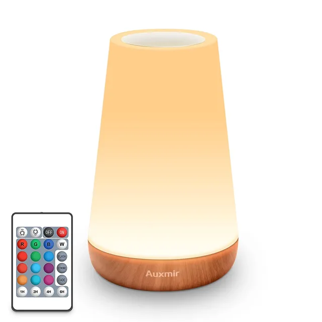 Auxmir Lampada da Comodino Touch Marrone LED RGB Ricaricabile