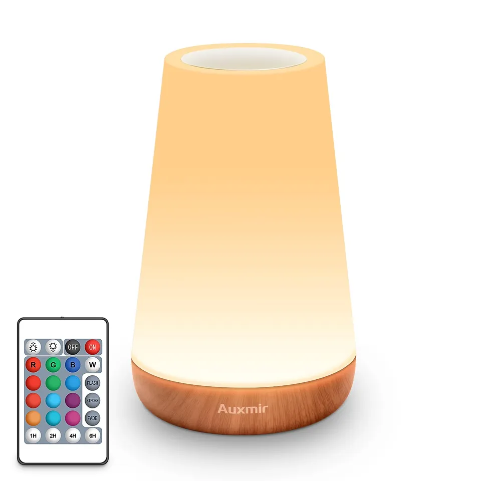 Auxmir Lampada da Comodino Touch Marrone LED RGB Ricaricabile