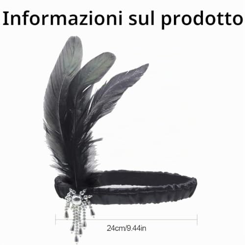 SJBAUTYO Set Fascia Anni 20 con Guanti Neri 2 Pezzi