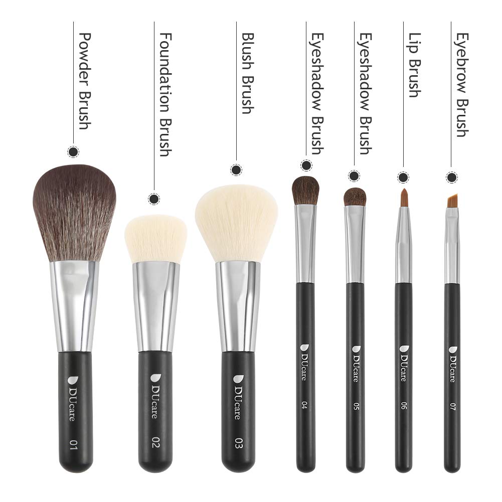 DUcare Set 7 Pennelli Trucco con Borsa Fibra Sintetica
