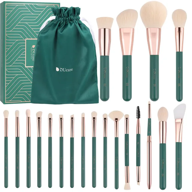 DUcare Set 20 Pennelli Trucco Nero Kabuki Vegano