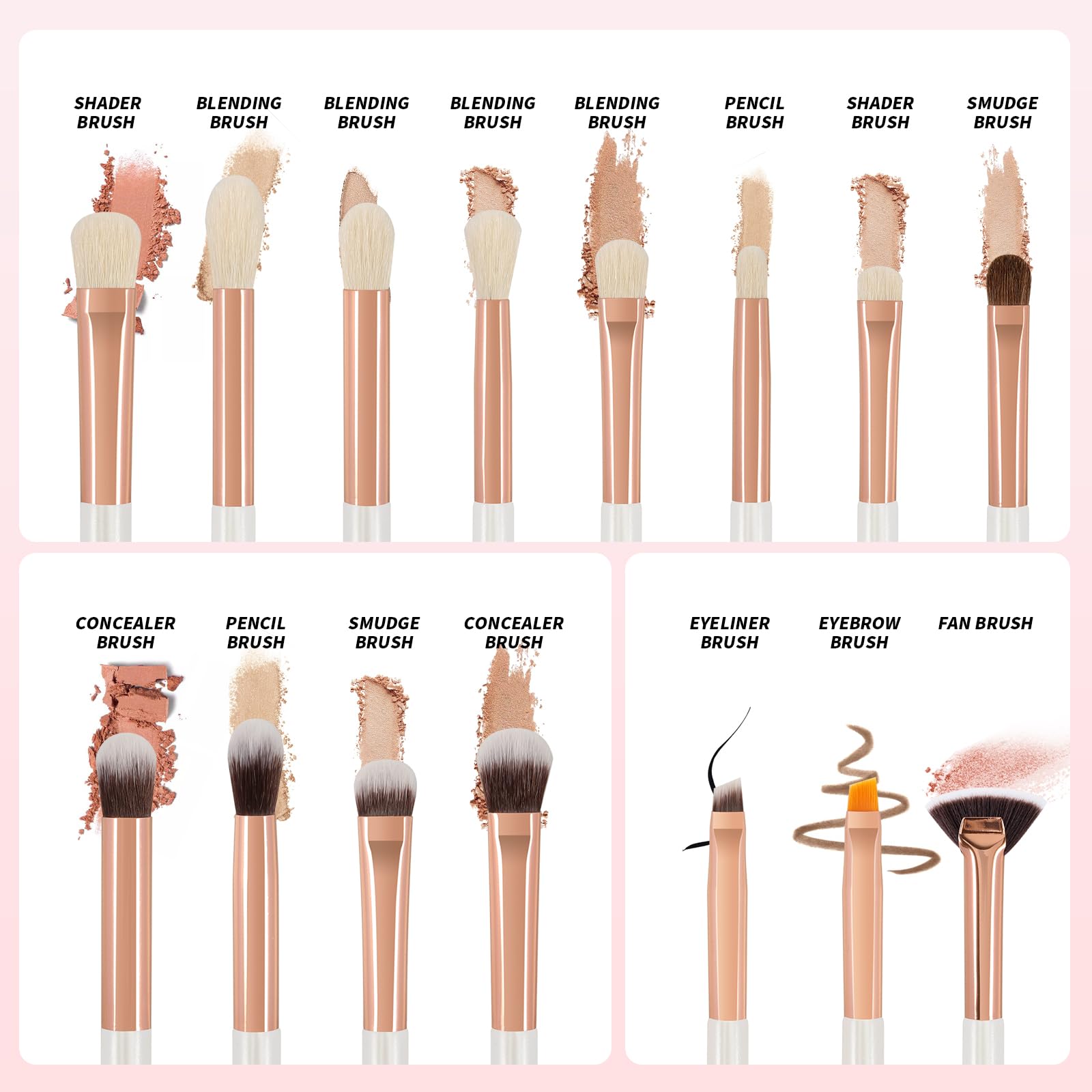 DUcare Kit 15 Pennelli Occhi Ombretto Eyeliner