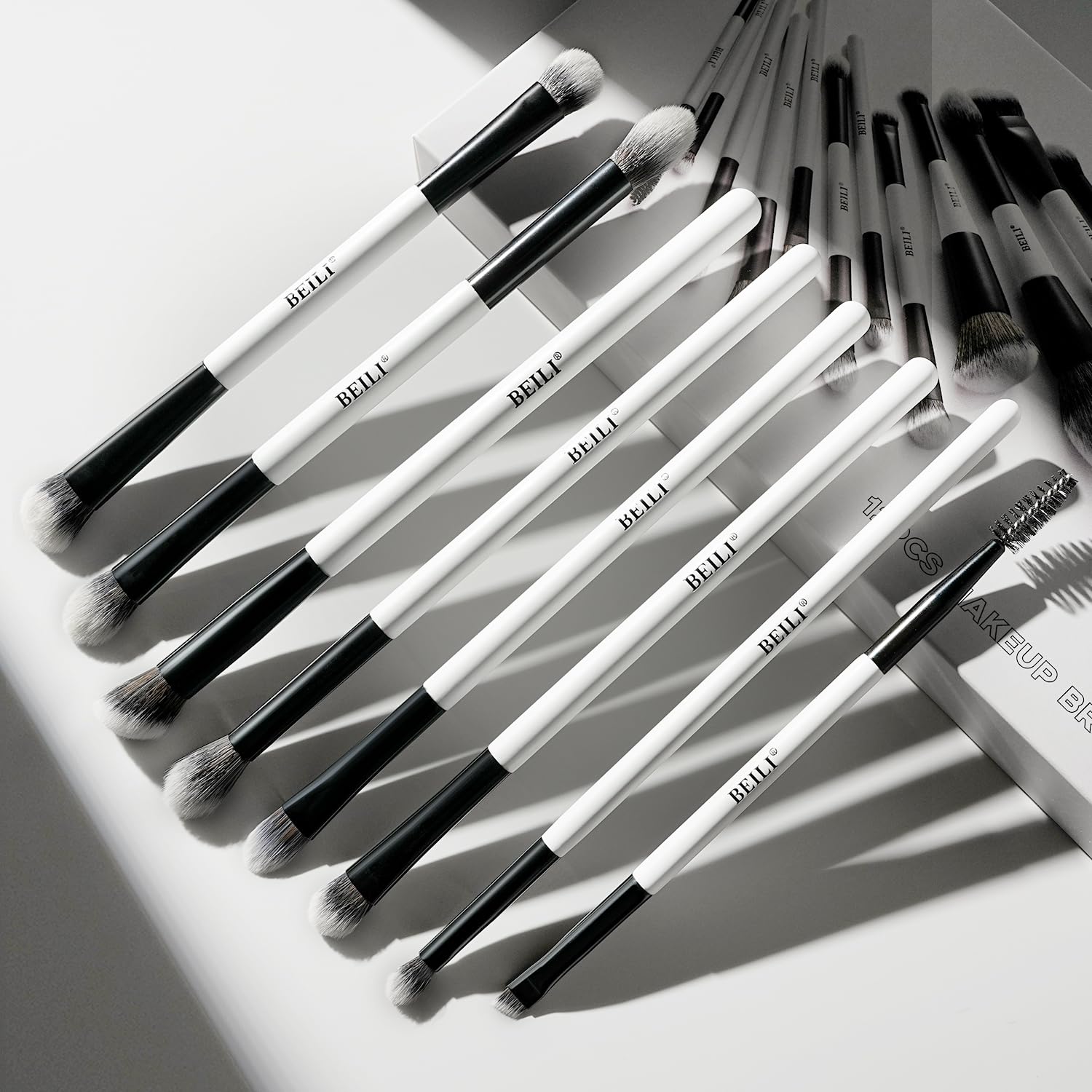 BEILI Set Pennelli Trucco 12 Pezzi Doppia Punta Vegani