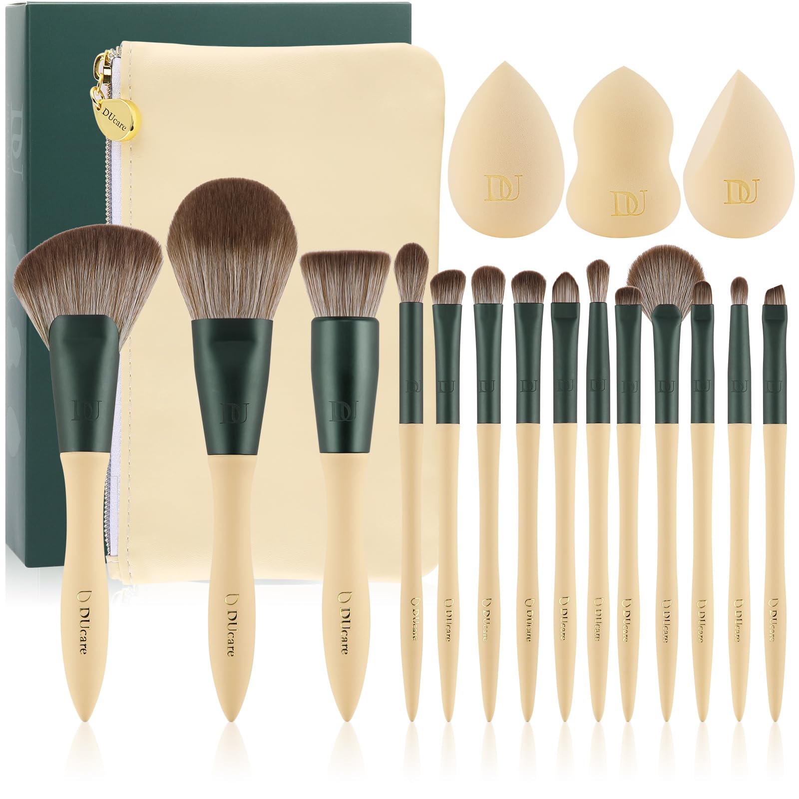 Ducare Lime Series Set Pennelli Trucco 14 Pezzi +3 Spugne