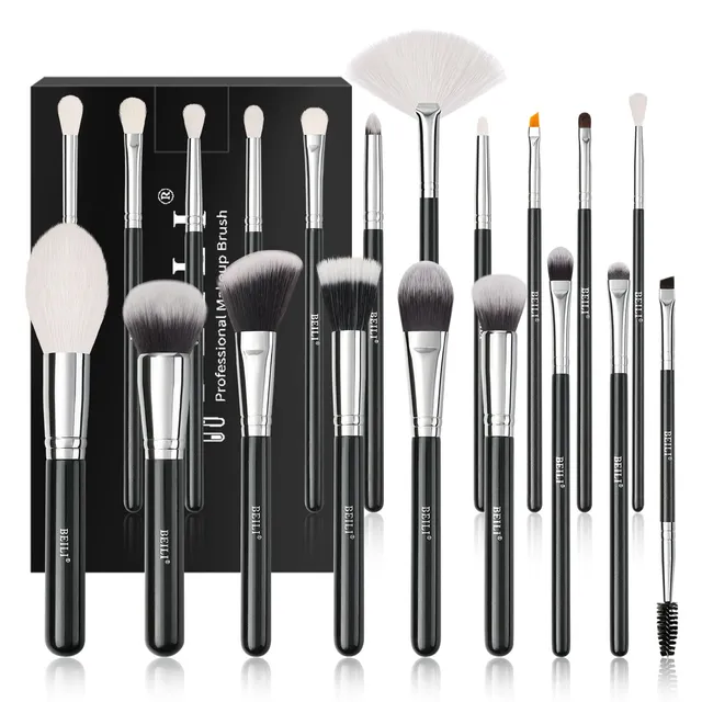 BEILI Set Pennelli Trucco 20 Pezzi Nero Pelo Naturale