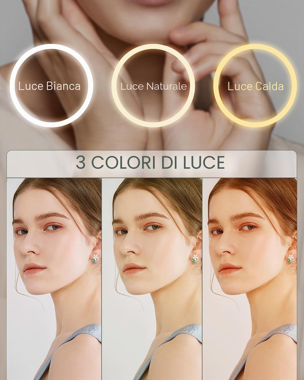 Auxmir Specchio Trucco Parete 10X Oro 54 LED Ricaricabile