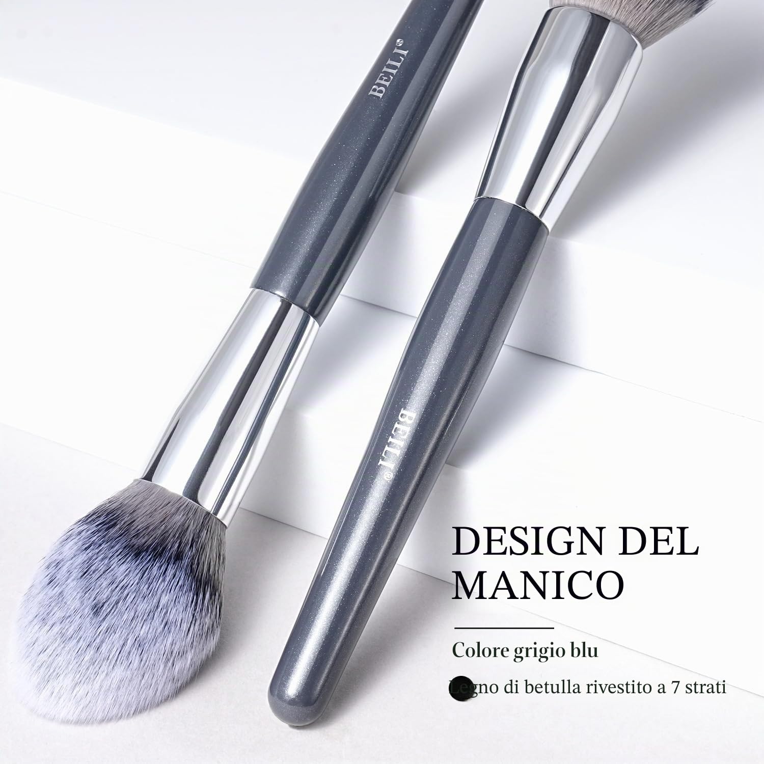 BEILI Set Pennelli Trucco 15 Pezzi Vegani Grigi