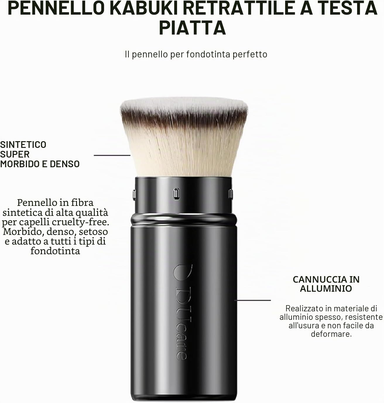 DUcare pennello fondotinta kabuki retrattile nero