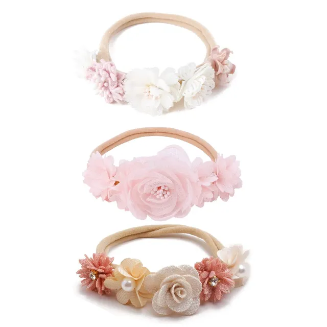 SJBAUTYO Set 3 Fasce Capelli neonata elastica fiori