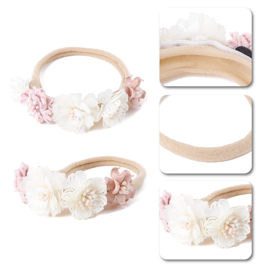 SJBAUTYO Set 3 Fasce Capelli neonata elastica fiori
