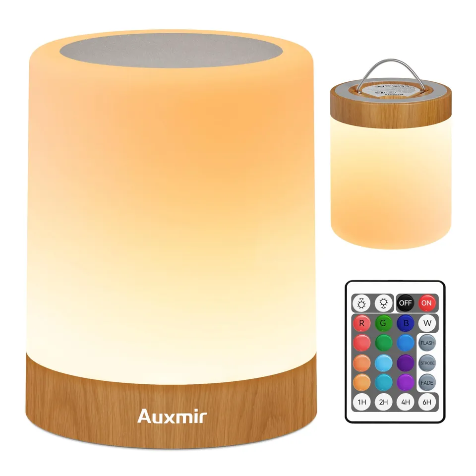 Auxmir Lampada Comodino LED luce notturna marrone ricaricabile
