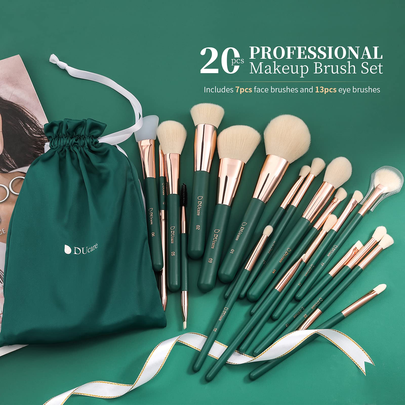 DUcare Set 20 Pennelli Trucco Nero Kabuki Vegano