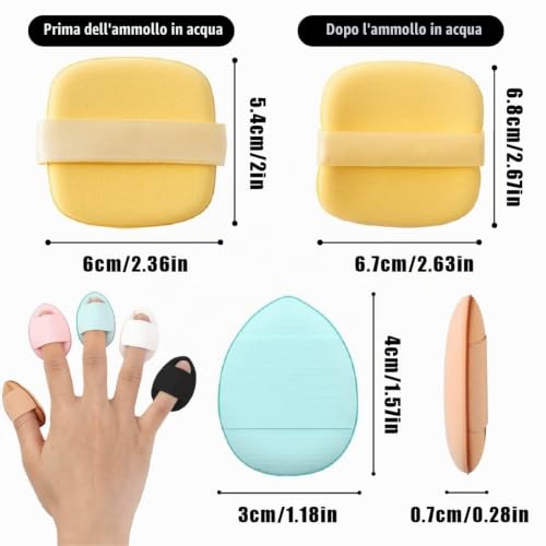 SJBAUTYO Set 7 Puff Cipria spugnette trucco mini dita