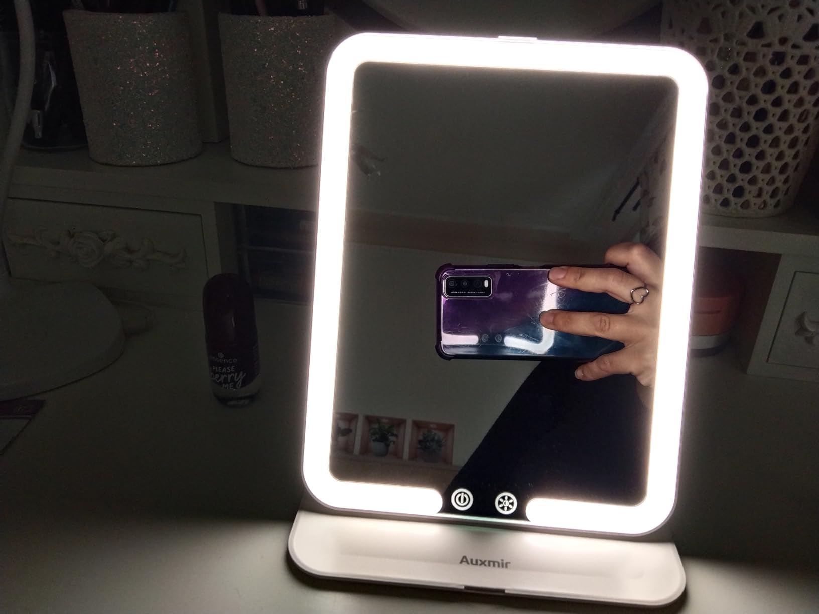 Auxmir Specchio Trucco Pieghevole Portatile LED 21x15,5 cm