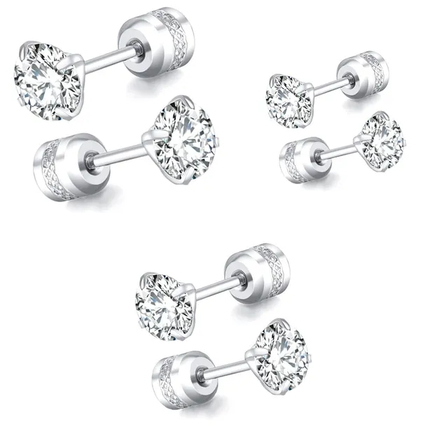 SJBAUTYO Orecchini Punto Luce 3 Paia 3-5 mm Anallergici