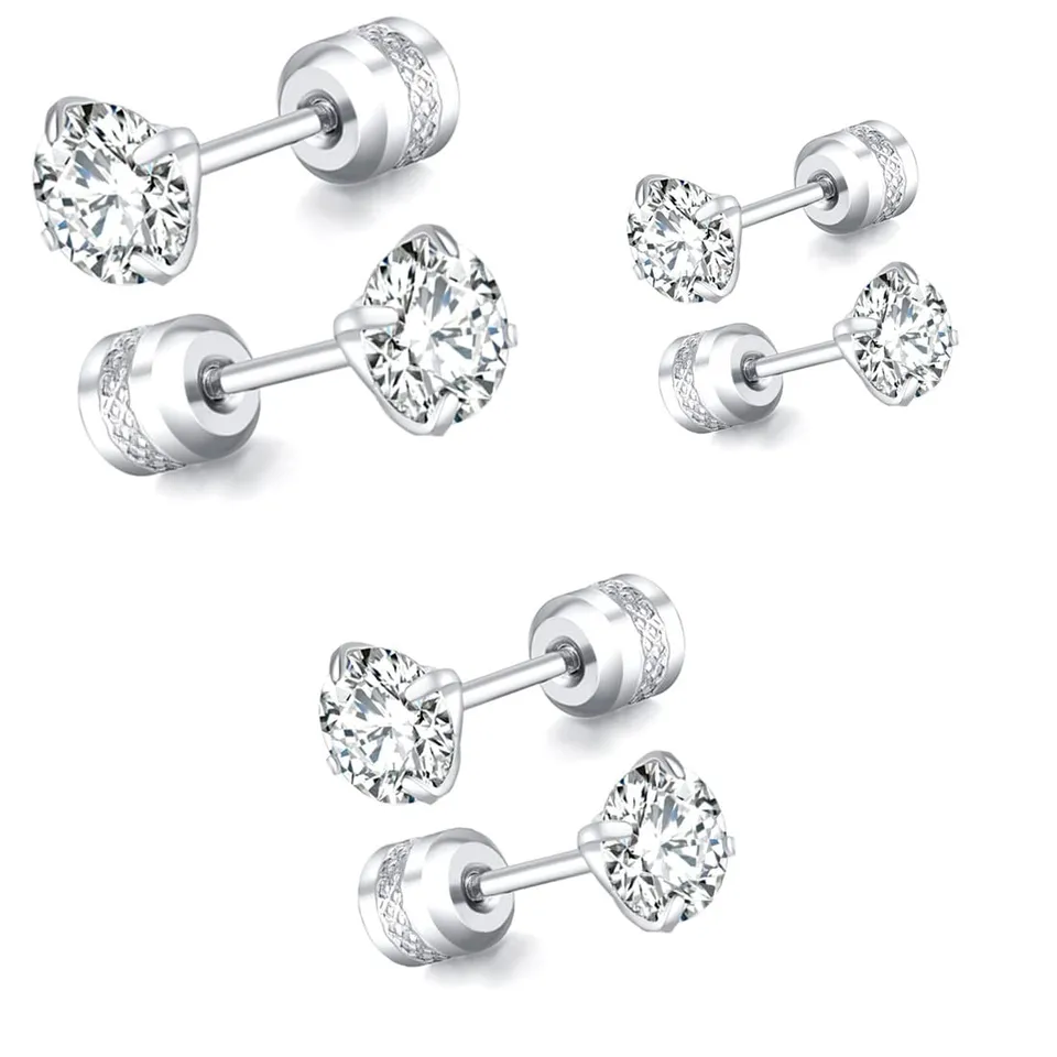 SJBAUTYO Orecchini Punto Luce 3 Paia 3-5 mm Anallergici