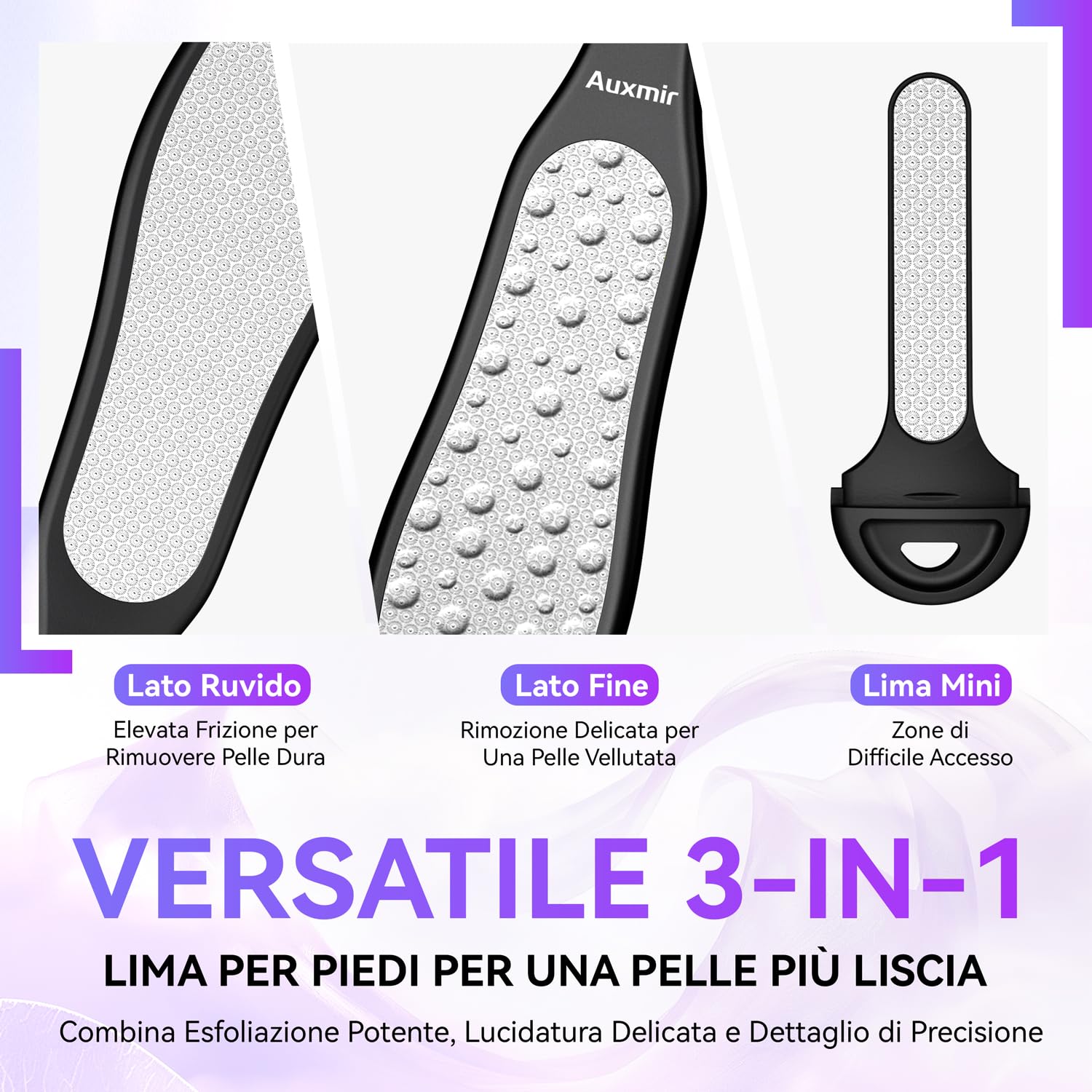 Auxmir 3in1 Raspa Piedi lima talloni acciaio inox doppia faccia