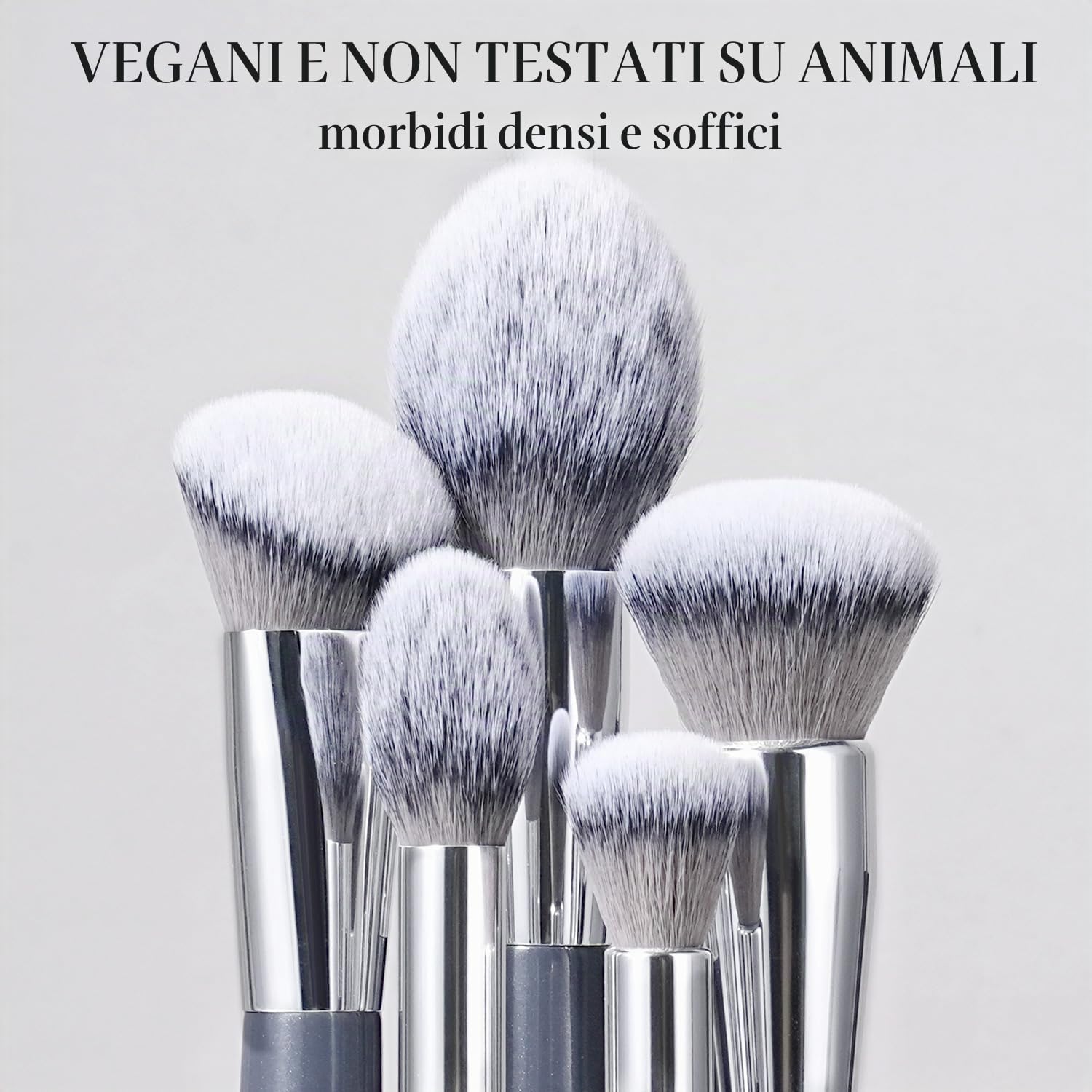 BEILI Set Pennelli Trucco 15 Pezzi Vegani Grigi