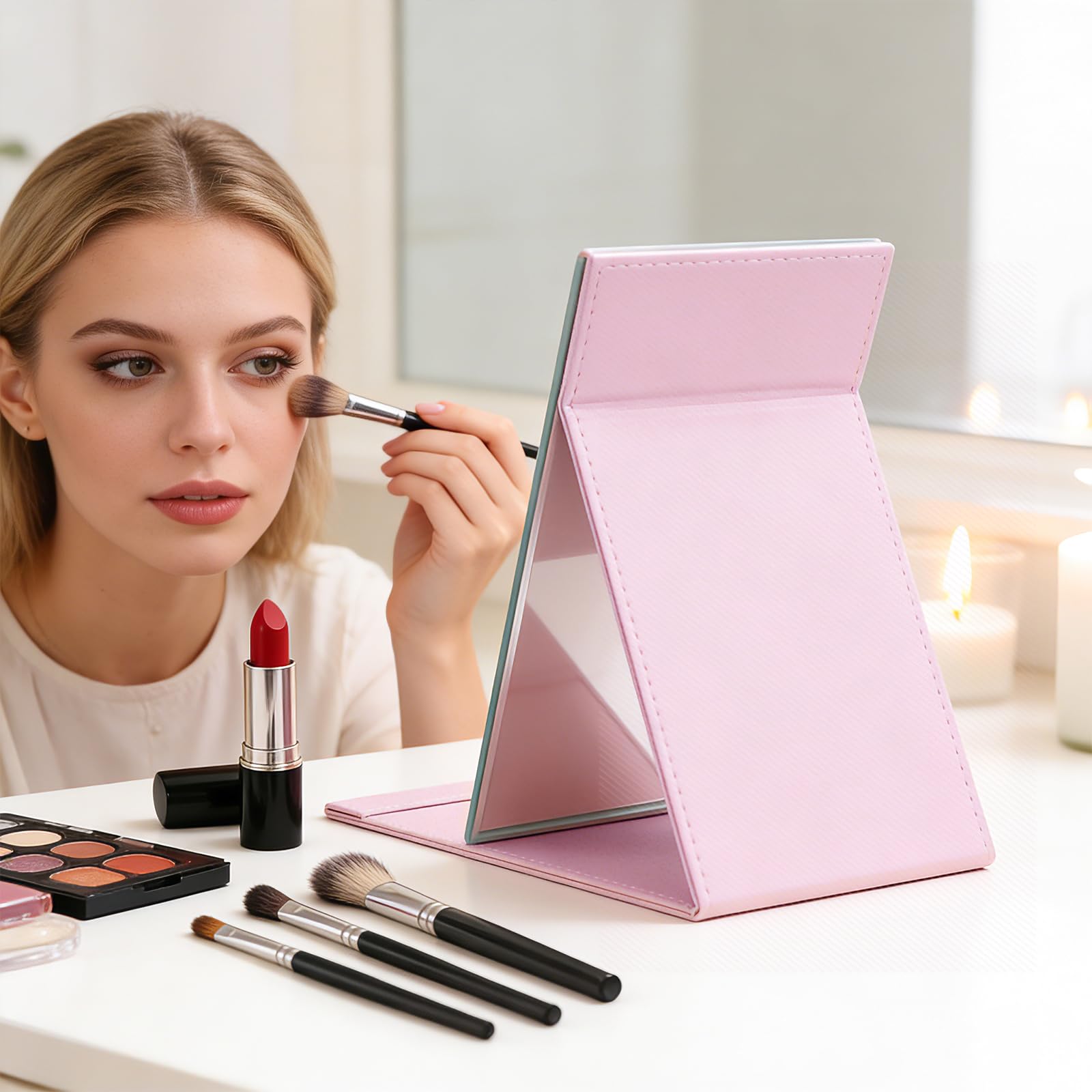 Ducare Specchio Trucco Viaggio Compatto Rosso HD Pieghevole
