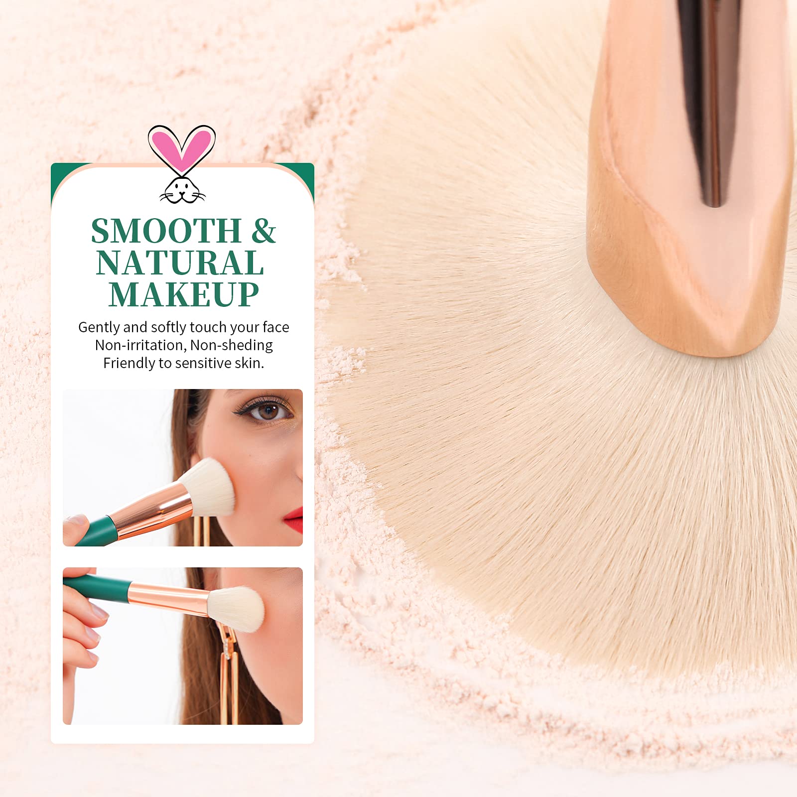 DUcare Set 20 Pennelli Trucco Nero Kabuki Vegano