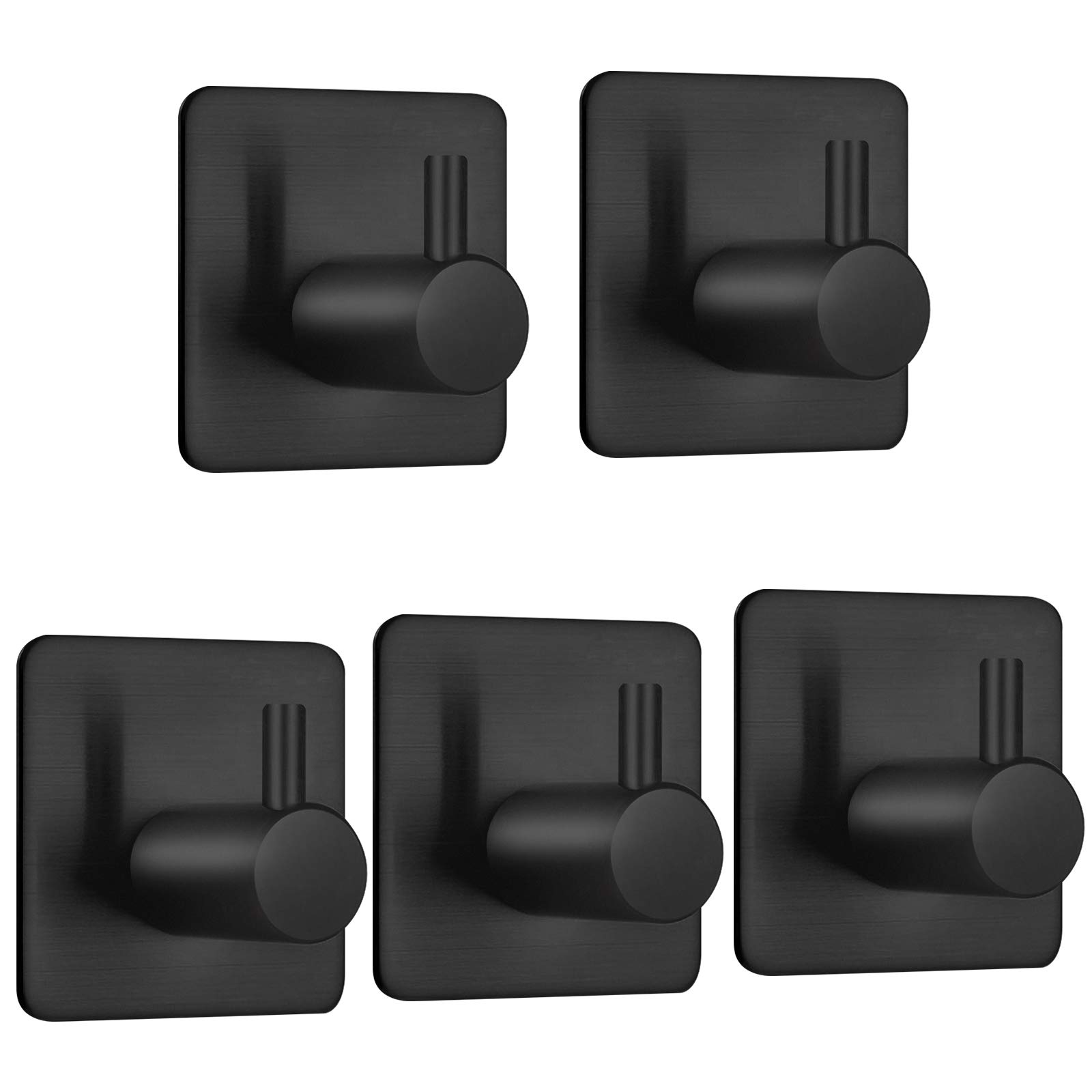 Auxmir set 5 ganci adesivi acciaio inox nero lucido