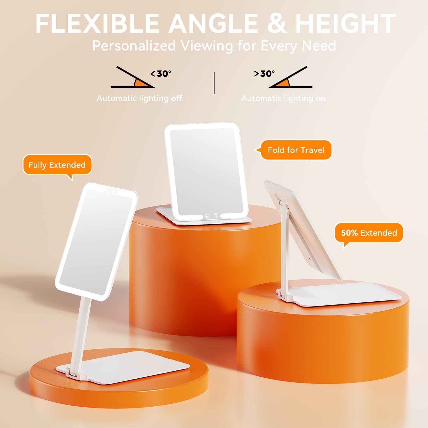 Auxmir Specchio Trucco Pieghevole Portatile LED 21x15,5 cm