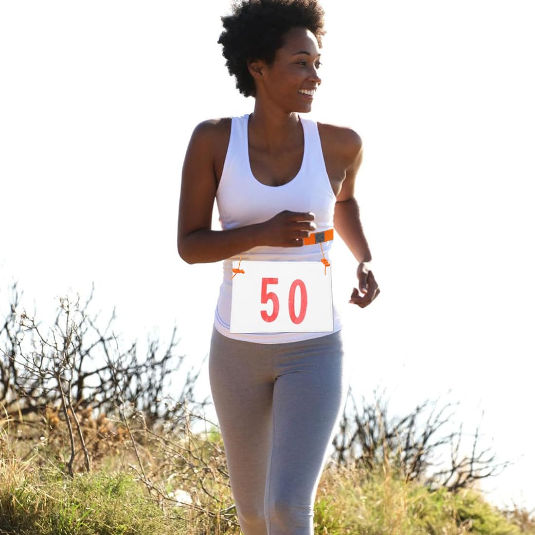 SJBAUTYO Cintura Portanumero Running Arancione Regolabile